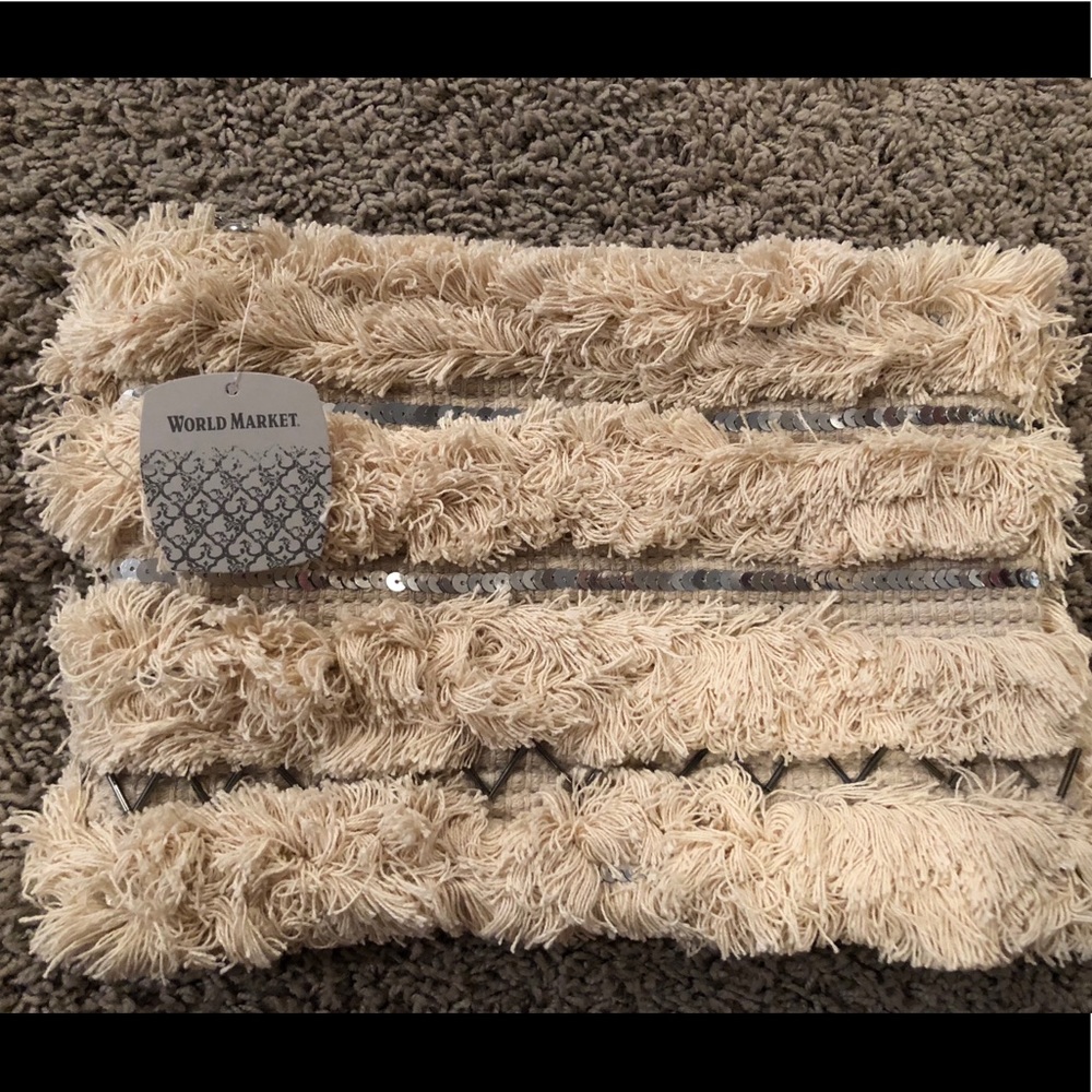 Moroccan cream fringe bag